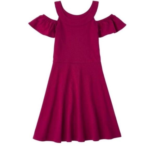 CHILDREN'S PLACE Girl's Hot Pink Fit and Flare Flutter Sleeve Knit Dress Size 14 - Picture 1 of 4